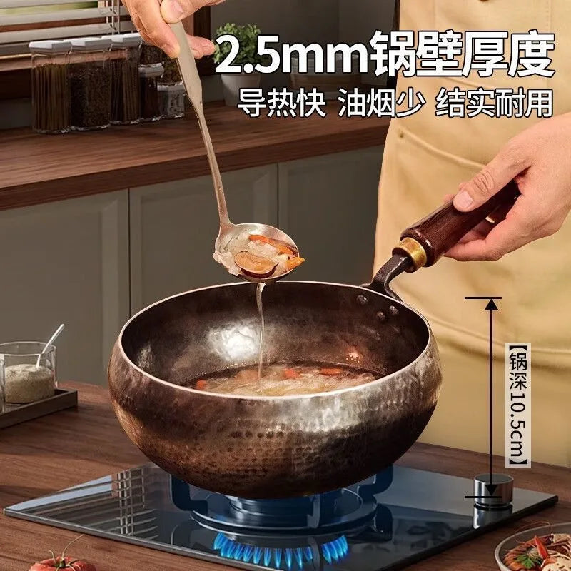 Authentic Zhangqiu Big Belly Iron Pot - Handmade Non-Coated Wok