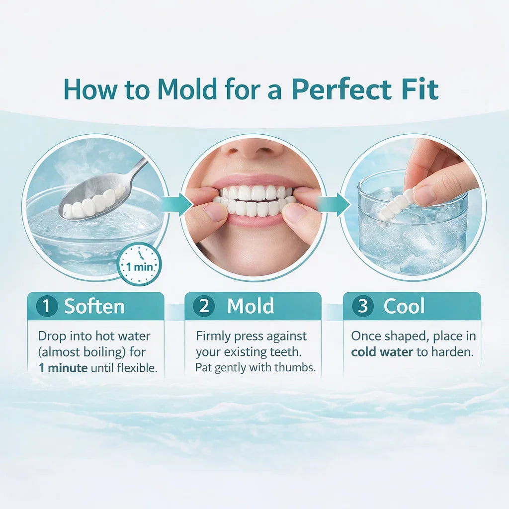 Adjustable Snap On Dentures Temporary Veneers Kit Fake Teeth Cover for Missing Teeth Gaps Perfect Smile Instant Comfort 1 Pair