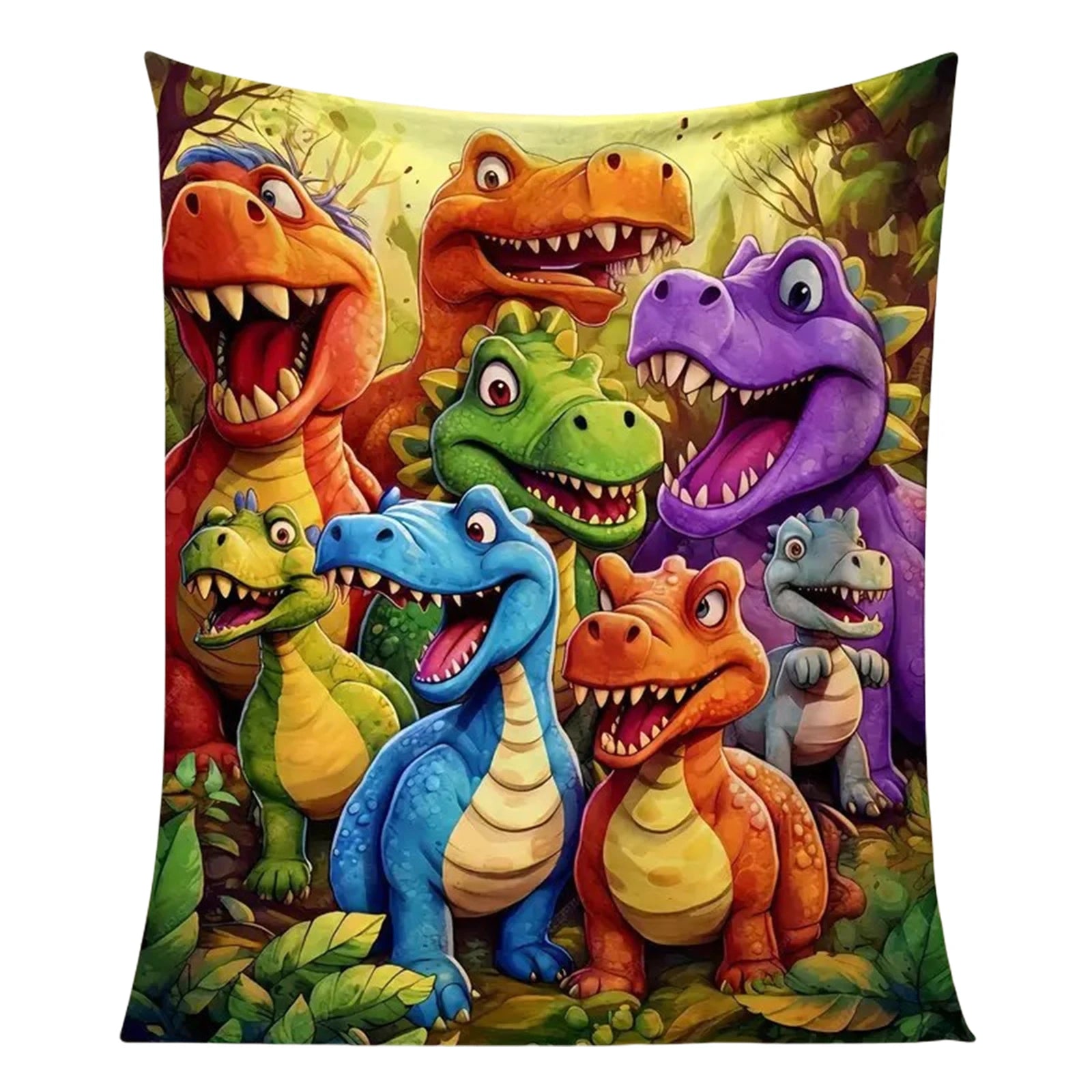 Flannel Throw Blanket Cute Smiling Dinosaur Blanket HD Digital Print for Sofa Bed Home Office Outdoor Camping Chair Warm Blanket