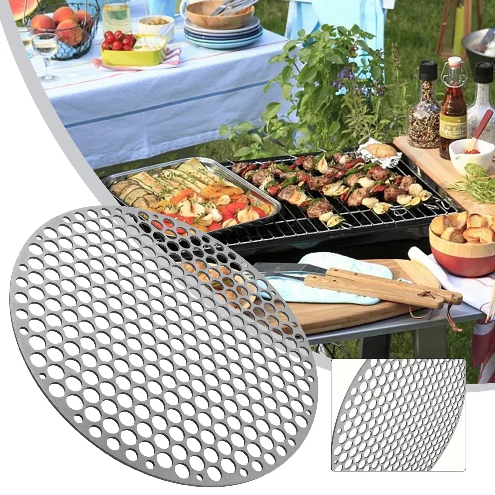 18-30cm Stainless-Steel Barbecue Net Round Metal BBQ Mesh Grate Grid Camping Picnic Food Rack BBQ Grill Kitchen Tool-Accessories