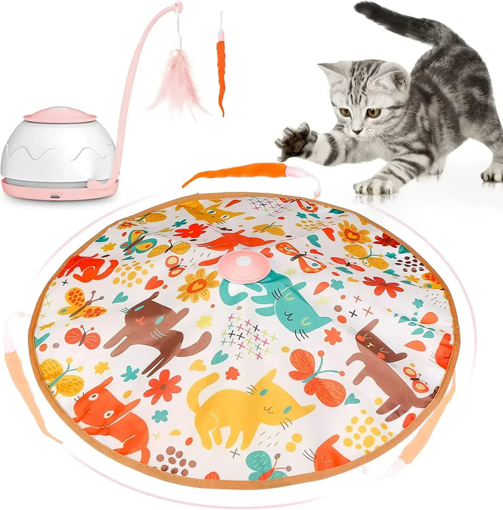 Cat Tower 3 Modes Interactive Motorized Wand Kitten Toys Electronic Exercise Pet Toy for Indoor Cats Automatic Motion Cat Toys