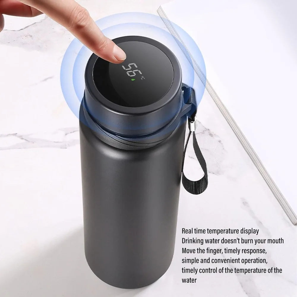 1000ml Stainless Steel Insulated Water Bottle, Keeps Drinks Hot or Cold for Hours with Lid Intelligent Water Cup Drinkware