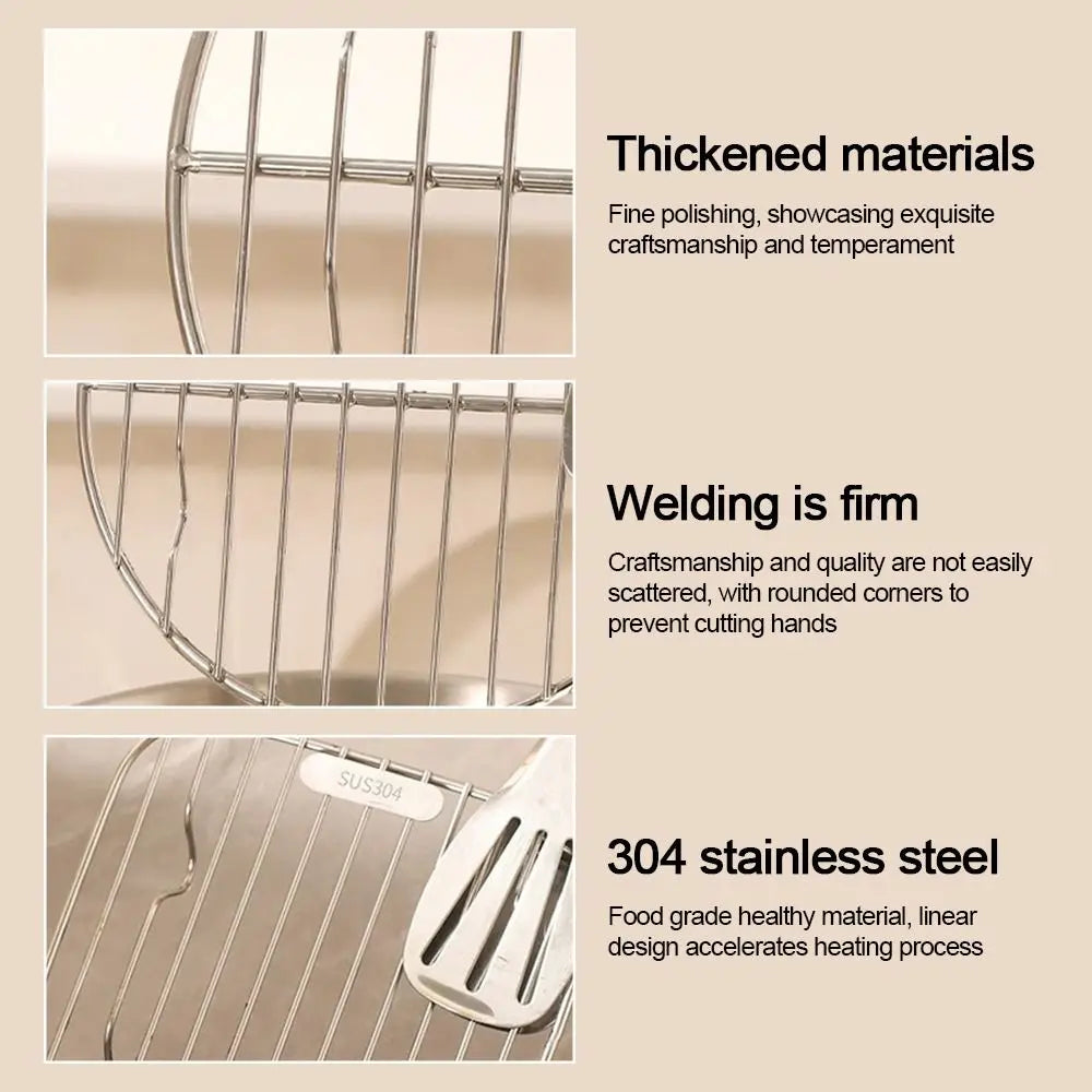 Round Square Cooking Rack 304 Stainless Steel With Foot Air Fryer Rack Thicken Grid Grill Home Kitchen Oven Steamer Cooker