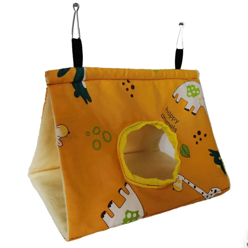 Winter Warm Bird Nest House Parrot Hanging Hammock Velvet Shed Hut Finch Cage Plush Birds Hideaway Sleeping Bed Perch Swing
