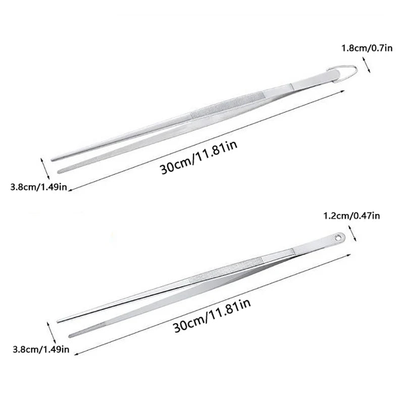 HOT! 30CM Kitchen Tweezers Fine Tweezer Tongs Extra-Long Stainless Steel Cooking Tweezers For BBQ Cooking Bartending Tools