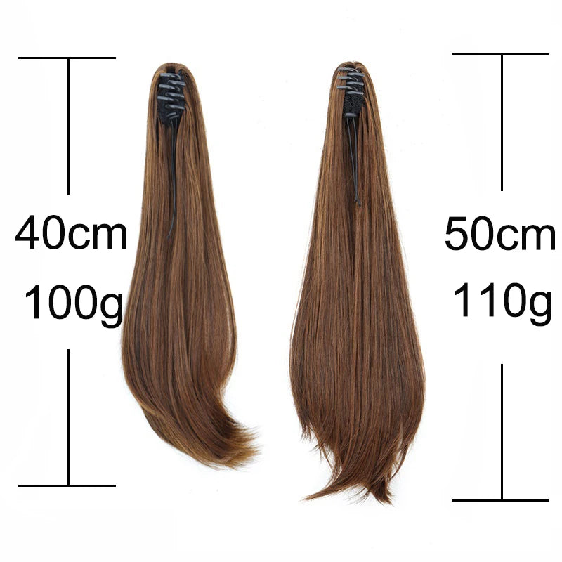 Synthetic 40cm/50cm Claw Clip Micro Curly in Ponytail Extension Long Straight Curly Black Brown Ponytail Hairpiece for Women