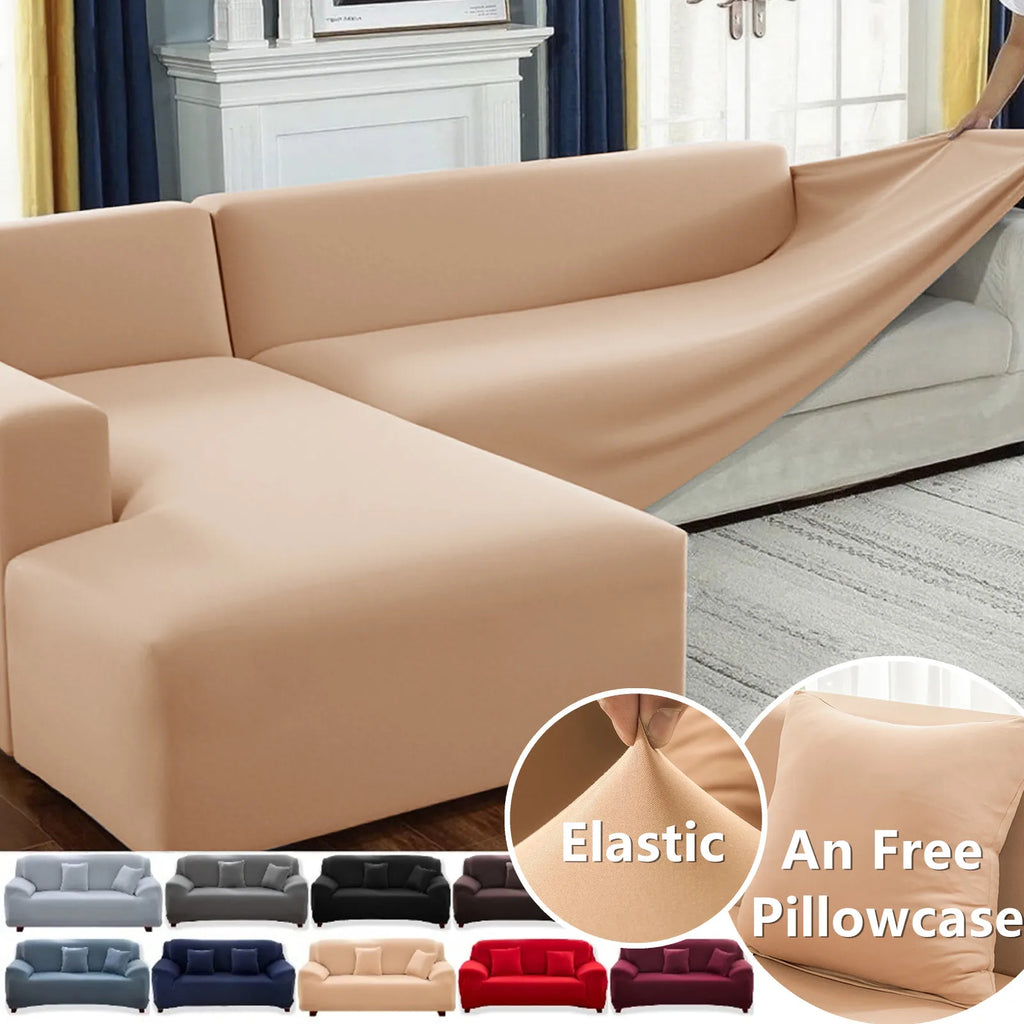 Soil Color Sofa Cover 1 2 3 4 Seater Slip Cover Sofa Couch Stretch Elastic Fabric Chair Loveseat Universal Furniture Protector