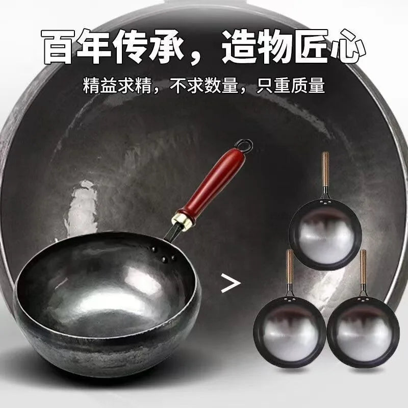 Authentic Zhangqiu Big Belly Iron Pot - Handmade Non-Coated Wok