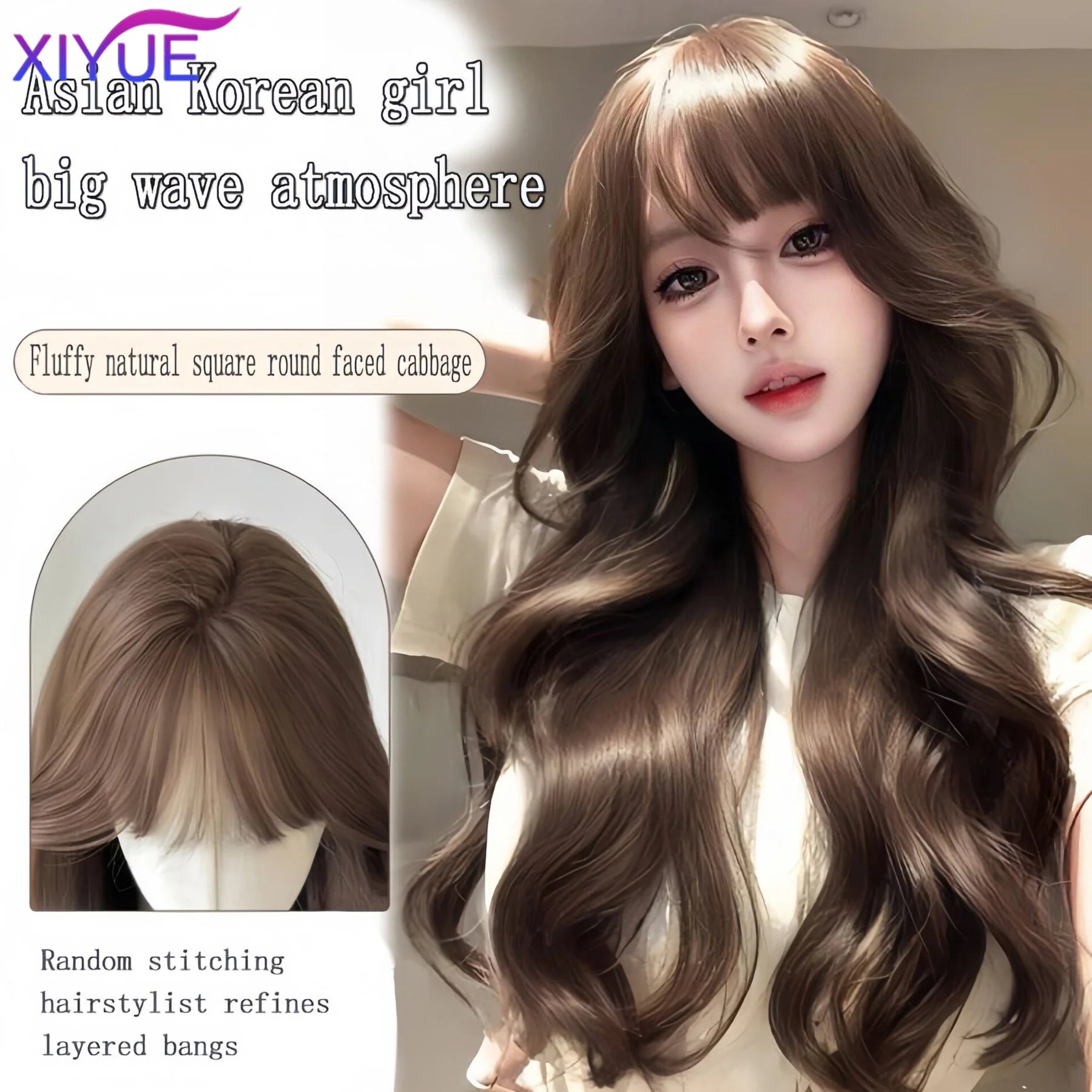 synthesis 26 Inch Synthetic Water Curly Wave Wigs Air Bangs Hair PLATINUM Heat-Resistant Natural And Smoot Daily Wear For Women