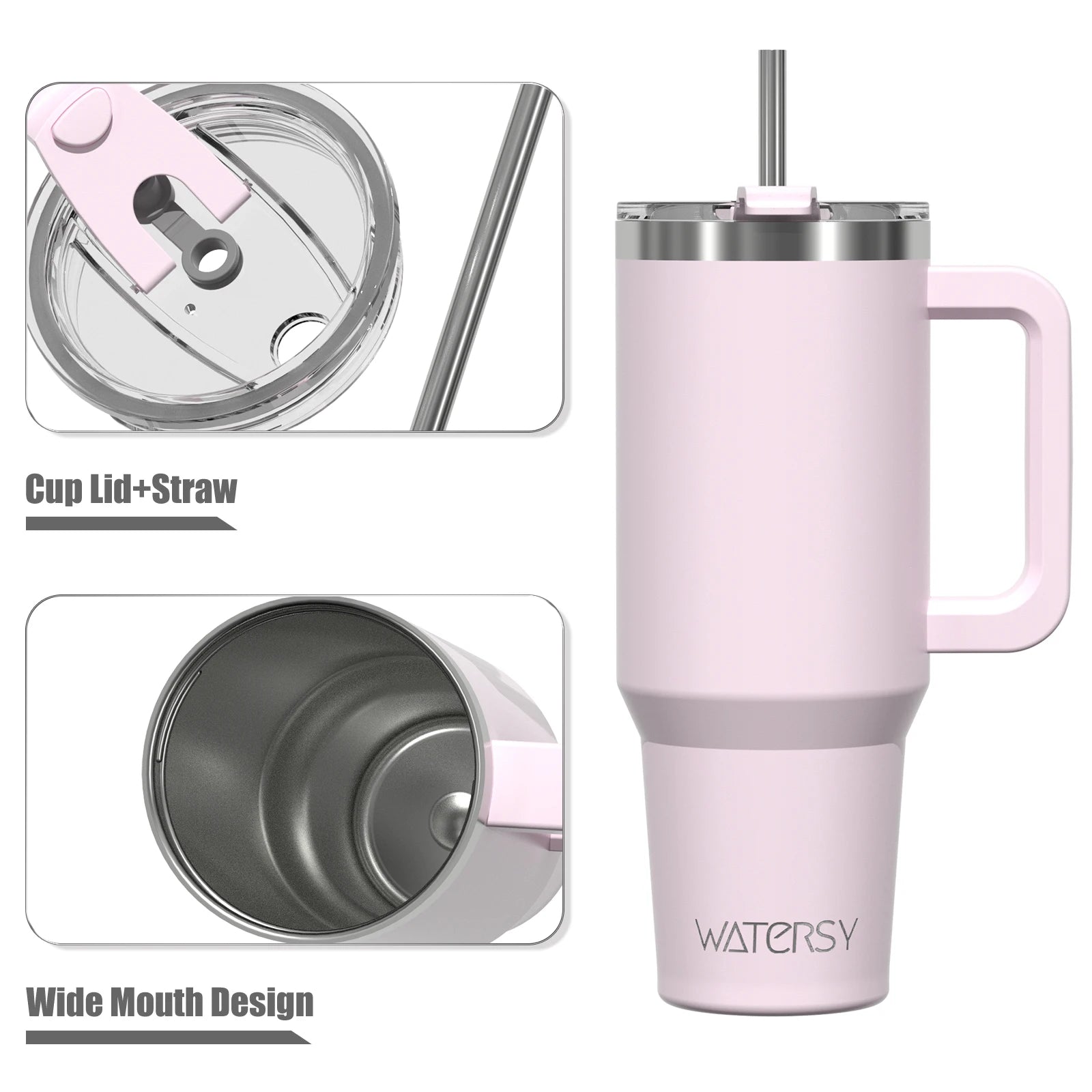 WATERSY 20oz/591ml Tumbler with Handle, Leak-proof Insulated Cup, Stainless Steel Vacuum Thermal for Coffee, for Car, Travel