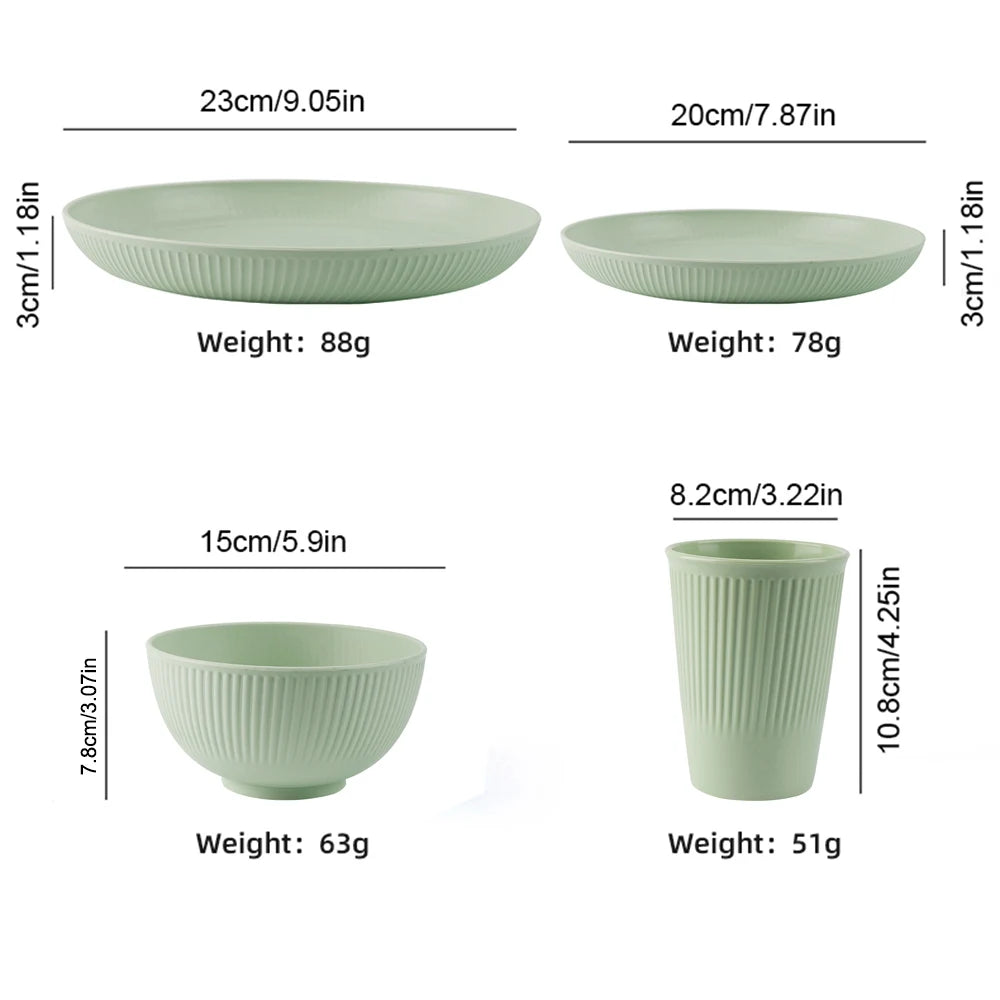 8Pcs Wheat Straw Stripe Couple Water Cups Multi-Functional Milk Coffee Mug Household Plastic Mouthwash Cup Drinking Accessories