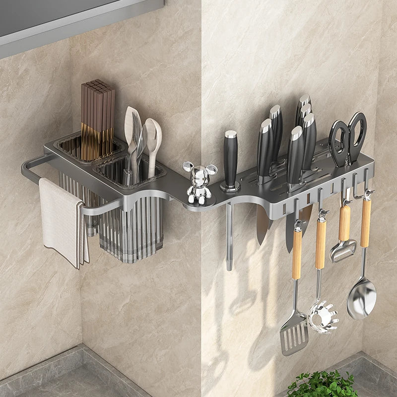 Knife rack, storage shelf, kitchen wall-mounted multifunctional knife rack, chopstick tube, knife and chopstick storage rack