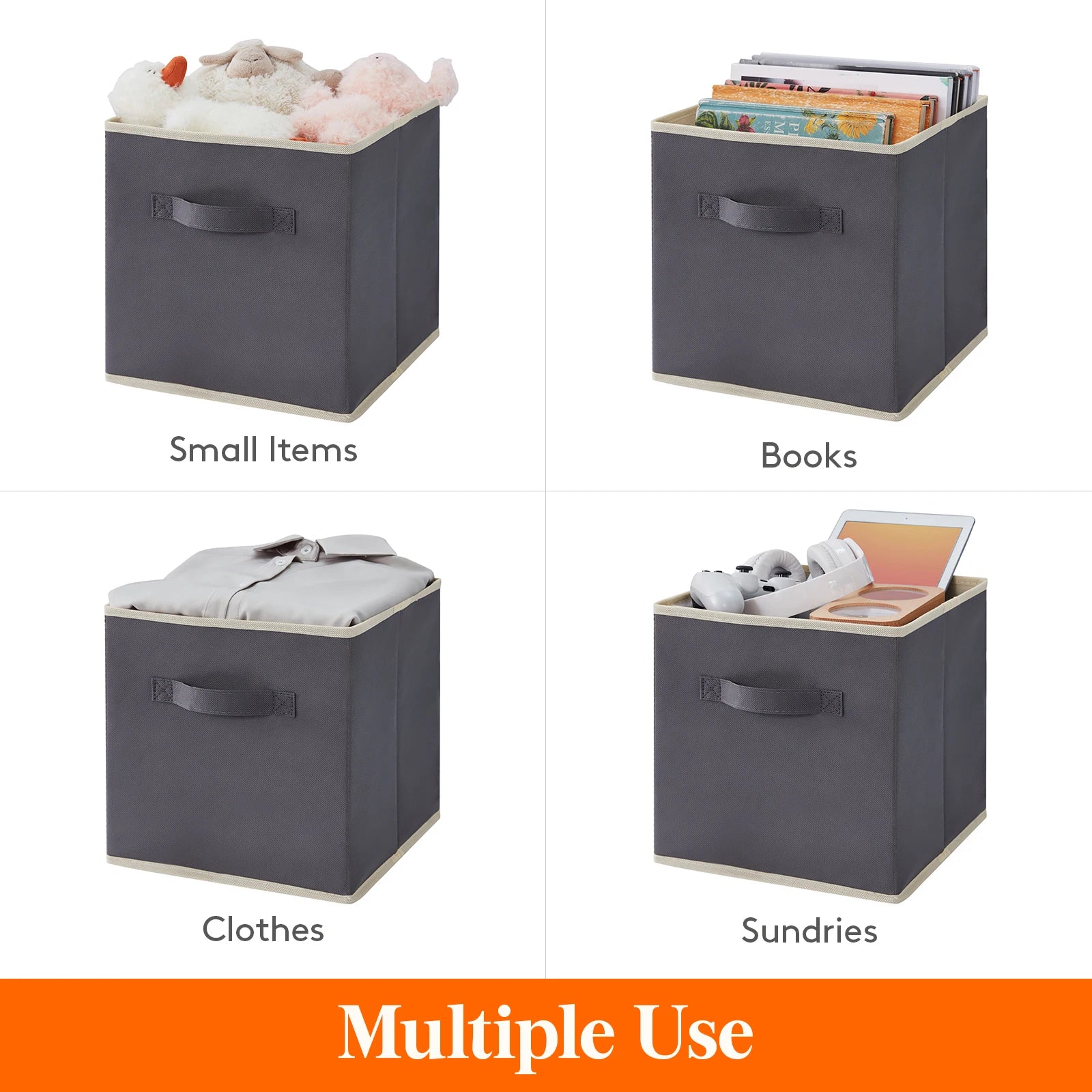 8-Pack 11/13 Inch Cube Storage Bins, Foldable Fabric Storage Baskets with Handles for Shelves, Closet, Home Organization