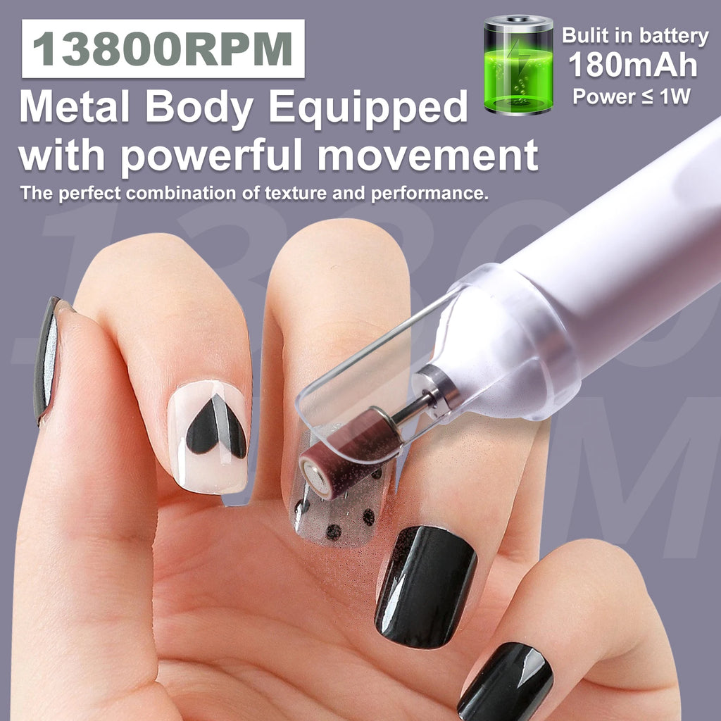 2 in 1 Electric Nail File Pen Rechargeable Nail Drill with UV LED Nail Lamp USB Portable Manicure Drill Salon Tool