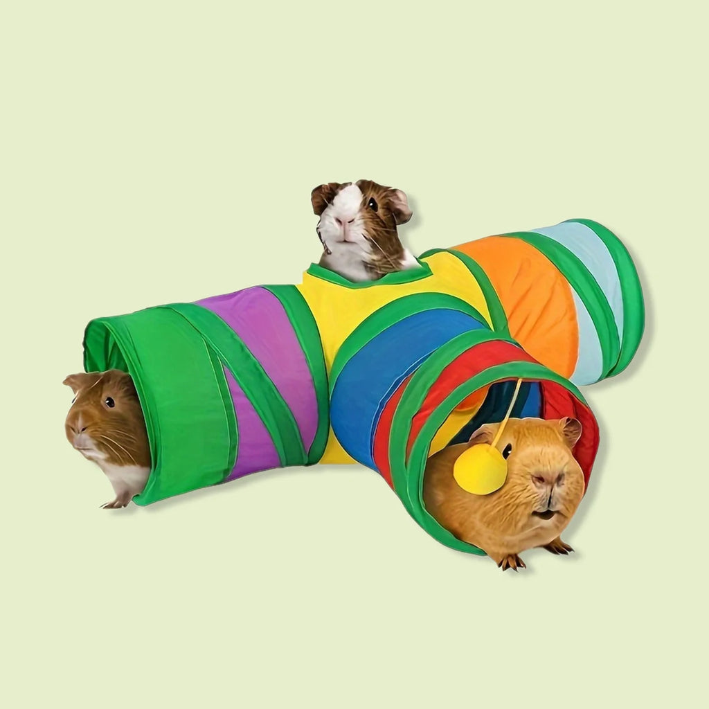 Interactive Small Pet Collapsible Tunnel Toy with Play Ball for Entertainment and Relieve Boredom Pet Toy for Hamster Guinea Pig