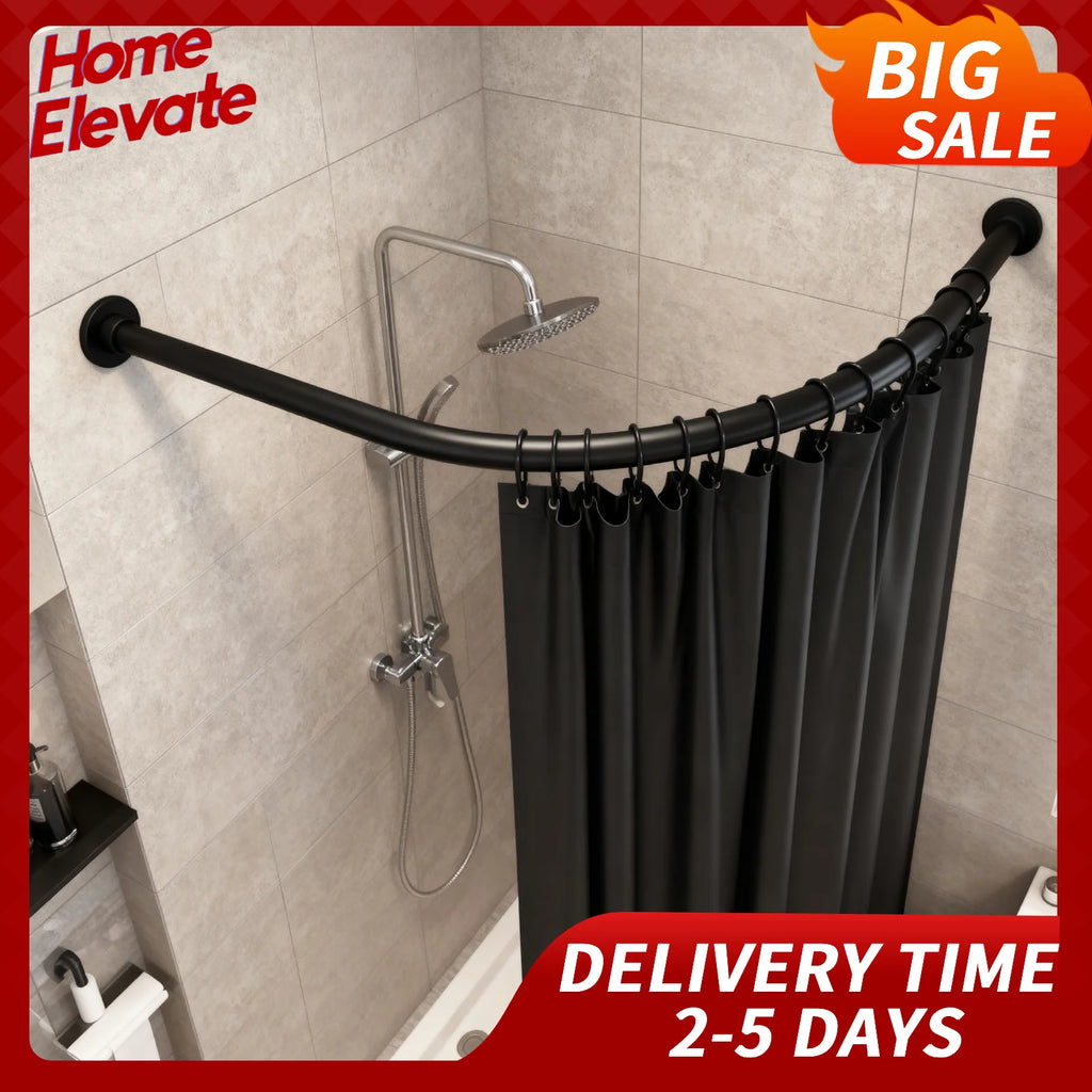 L Shape Shower Curtain Rail Corner No Drilling Stainless Steel Telescopic Rod Bathtub Bathroom Wardrobe Changing Room