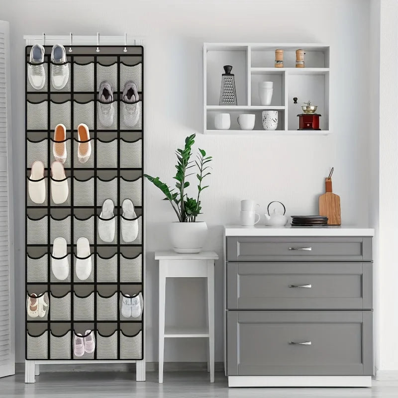 1pc 14/28/40-Grid Transparent Fabric Hanging Organizer Foldable Storage Bag For Shoes Underwear | 24-hour Shipping