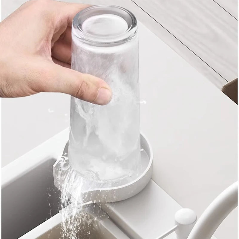 YCRAYS Nano Multifunction White Kitchen Sink Waterfall Faucet Large Single Bowl Wash Basin Cup Washer Pure Tap Soap Dispenser