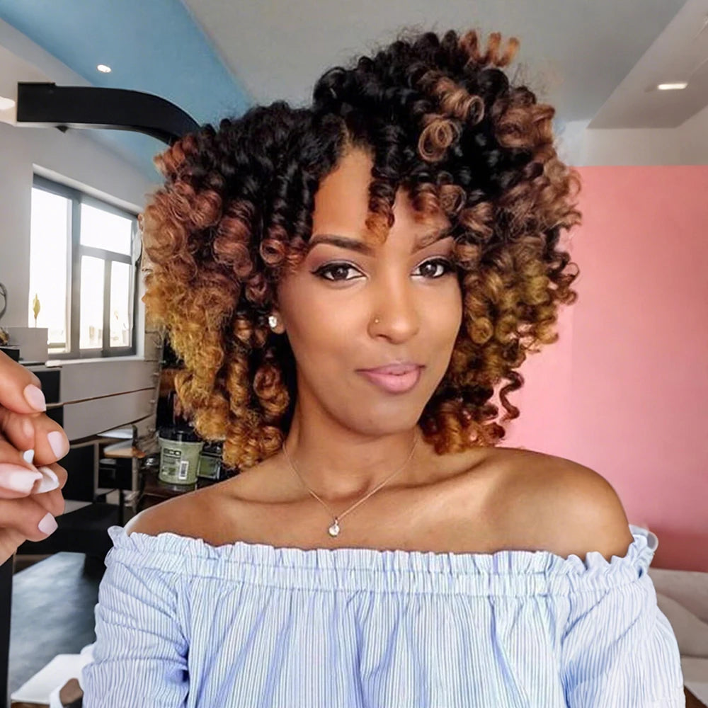 1-4Packs 2X Ringlet Wand Curl Jamaican Bounce 8inch Synthetic Wand Curl Twist Braids Hair Crochet Curly Hair Extensions 20 Roots