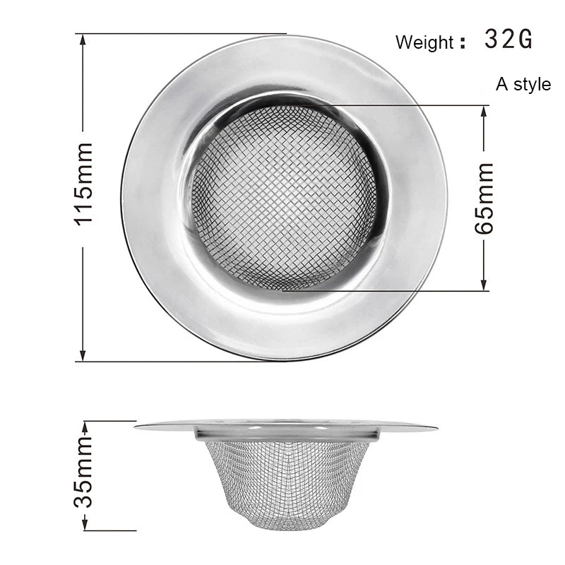 1PCS Kitchen Sink Filter Stainless Steel Mesh Sink Strainer Filter Bathroom Sink Strainer Drain Hole Filter Trap Waste Screen