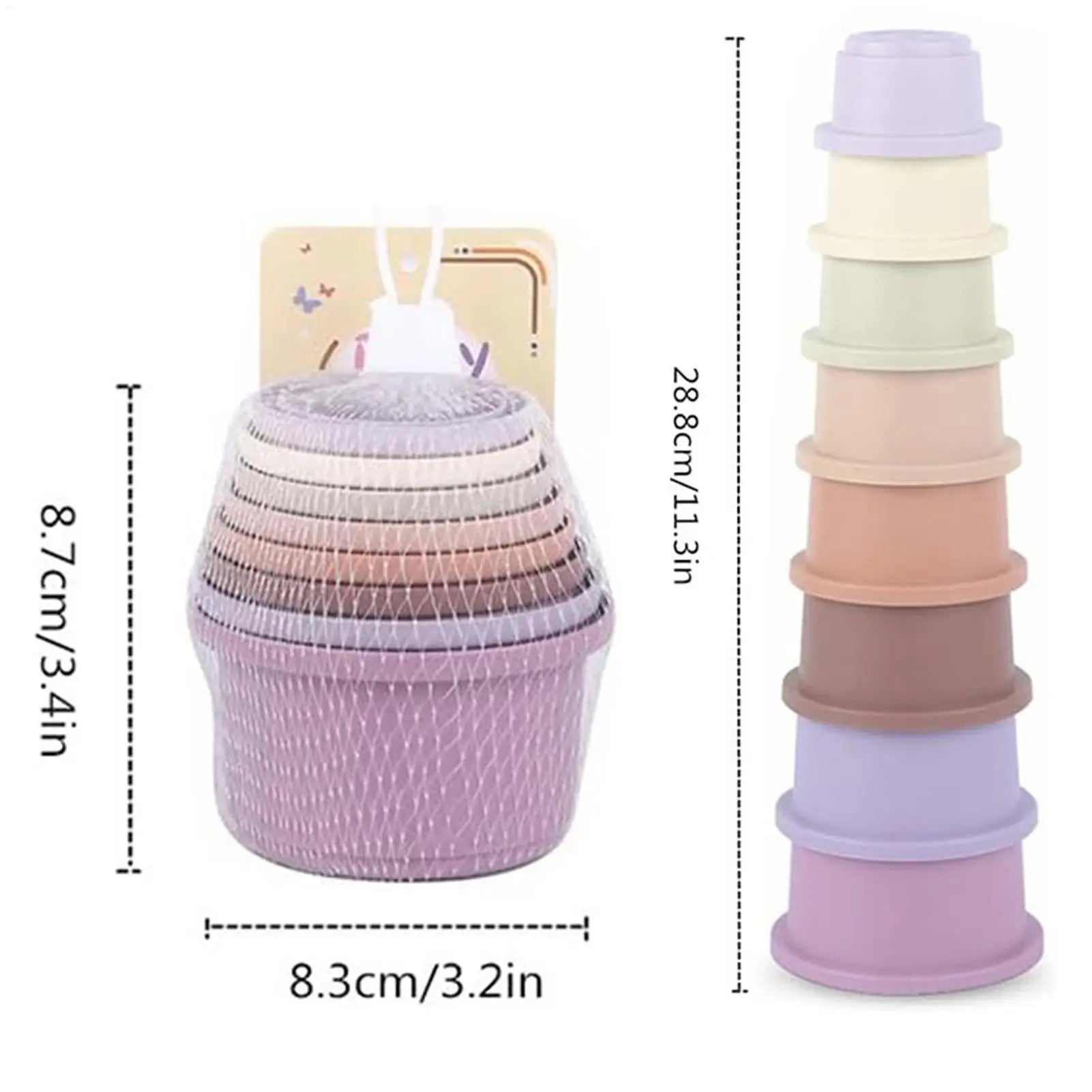 8pcs Multi-Colored Rabbits Stacking Cups Small Animals Reusable Plastic Nesting Toys for Bunny Hamster Chinchillas Guinea Pigs