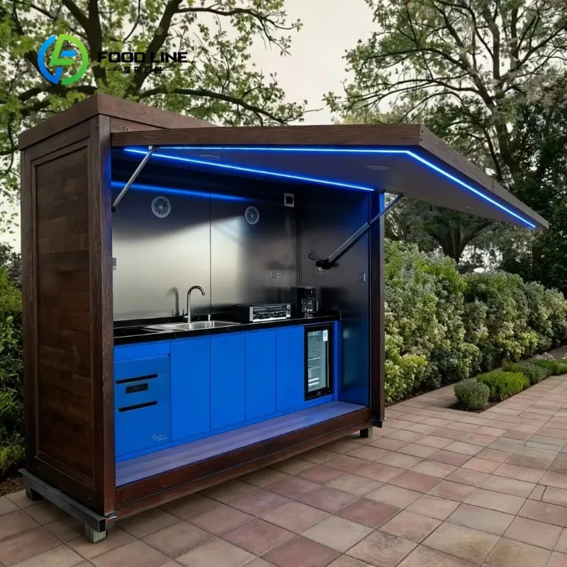Customized Portable Folding Outdoor Kitchen Mini Integrated House With Smart Appliances For Camp Bbq