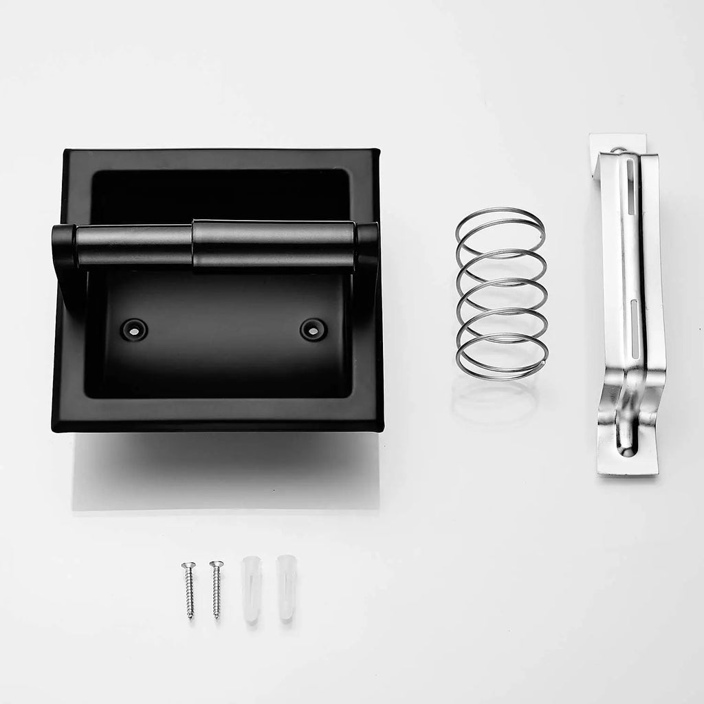 Recessed Toilet Paper Holder Stainless Steel Square Wall Mounted Toilet Tissue Roll Holder Toilet Paper Holder Insert