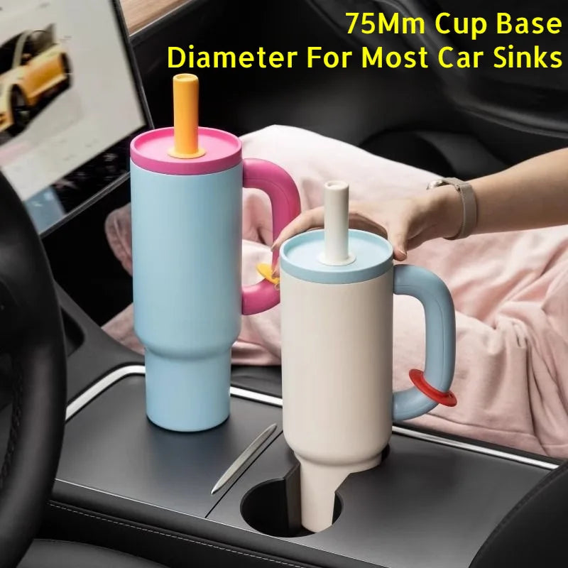 Stainless steel car thermos cup Dopamine color matching giant thermos cup with handle Stainless steel car thermos cup with