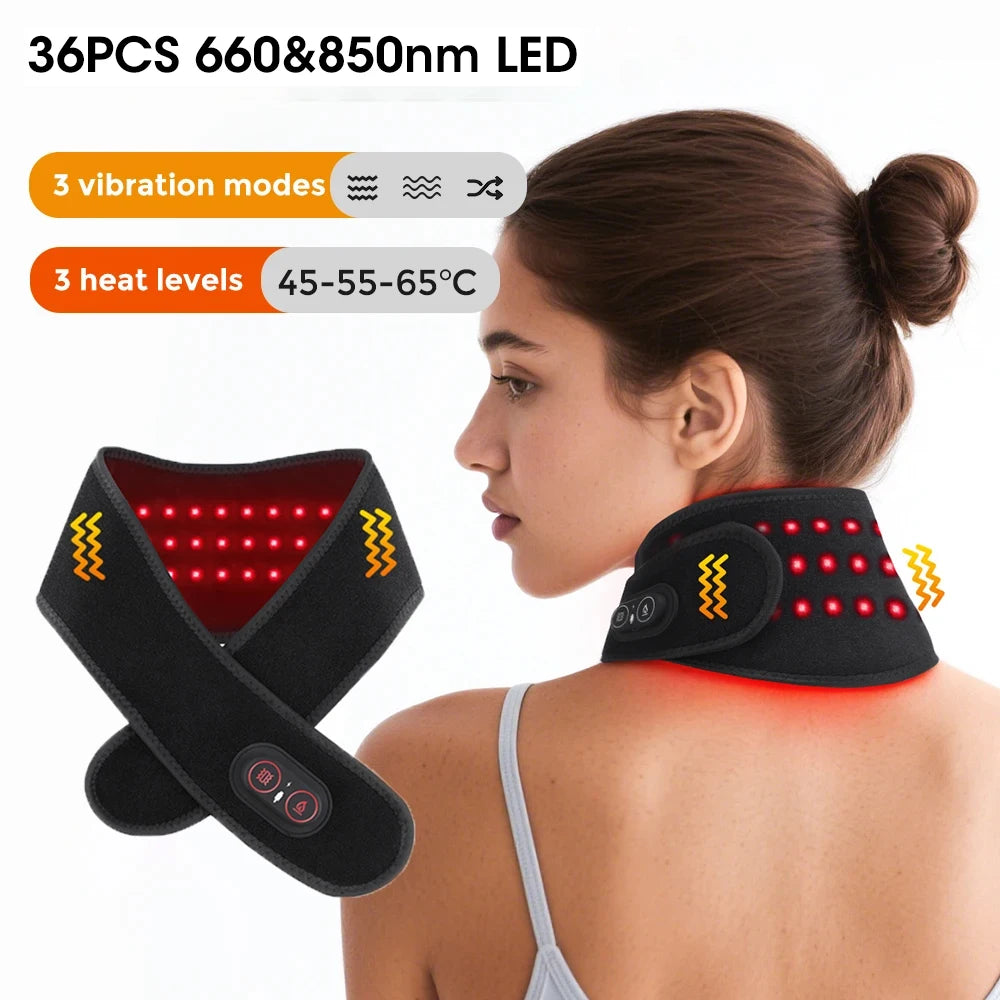 Electric Heating Ankle Massager 40PCS 660nm LED Vibration Massage Red Light Ankle Brace Wrist Guard Left/Right Foot Hand Protect