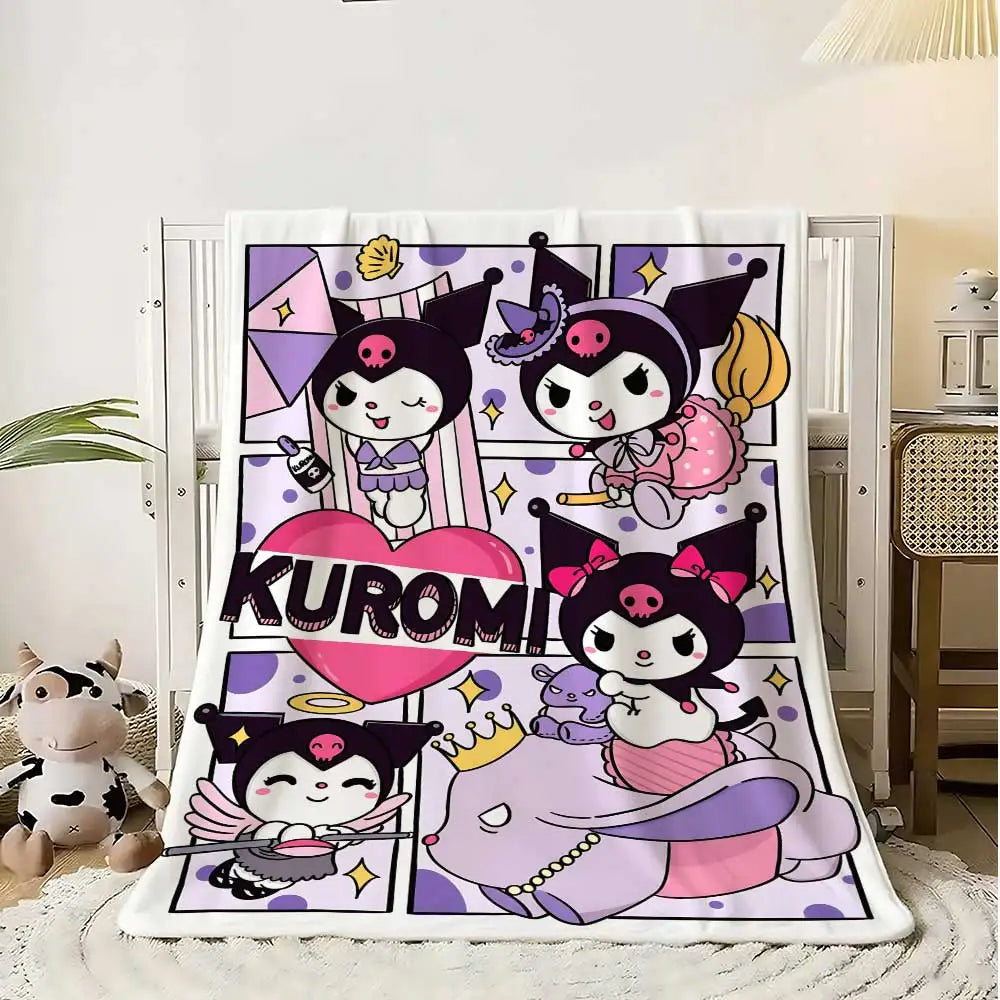 Luxury Blanket for Sofas Kawaii Kuromis Bed Blankets King Size Home Interior Fluffy Plaid Throw Knee Soft Nap & Throws Sofa Fur