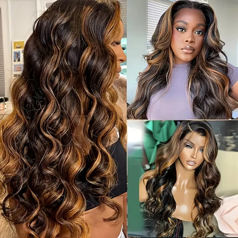 V Part Wig Human Hair Body Wave #1B/30 Color Highlight Loose Body Wave V Shape Clip in Half Wigs No Leave Out No Sew In 30 Inch