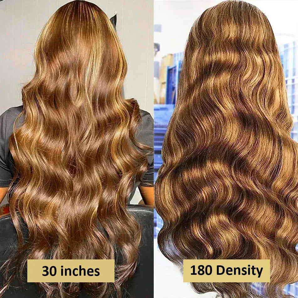 30 Inch Body Wave Highlight Lace Front Wig Human Hair 13x6 Hd Lace Frontal Wig High Density Colored Brazilian Hair Wigs Women
