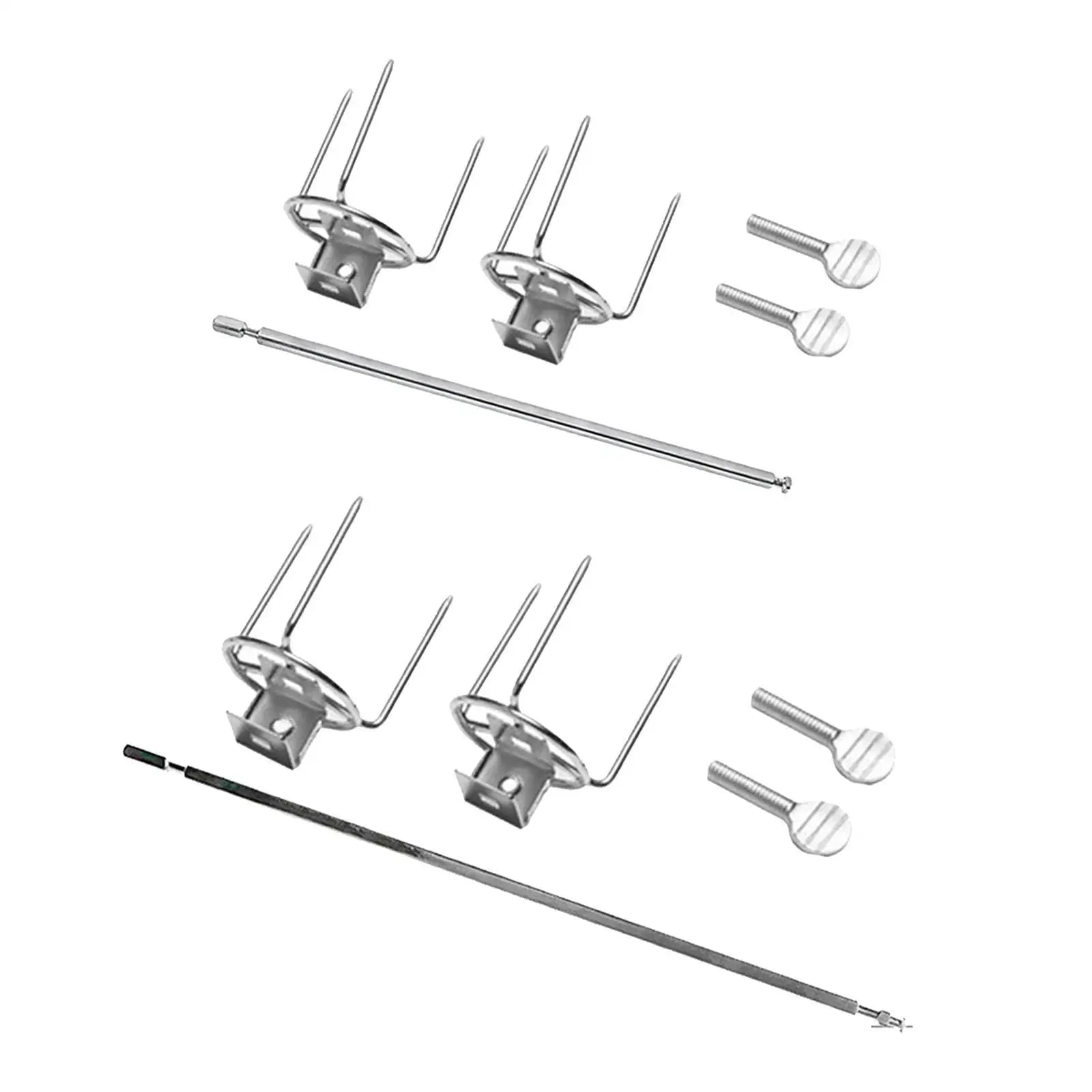 Rotating Chicken Fork Grill Rotisserie Kit Complete Holders for Most Grill