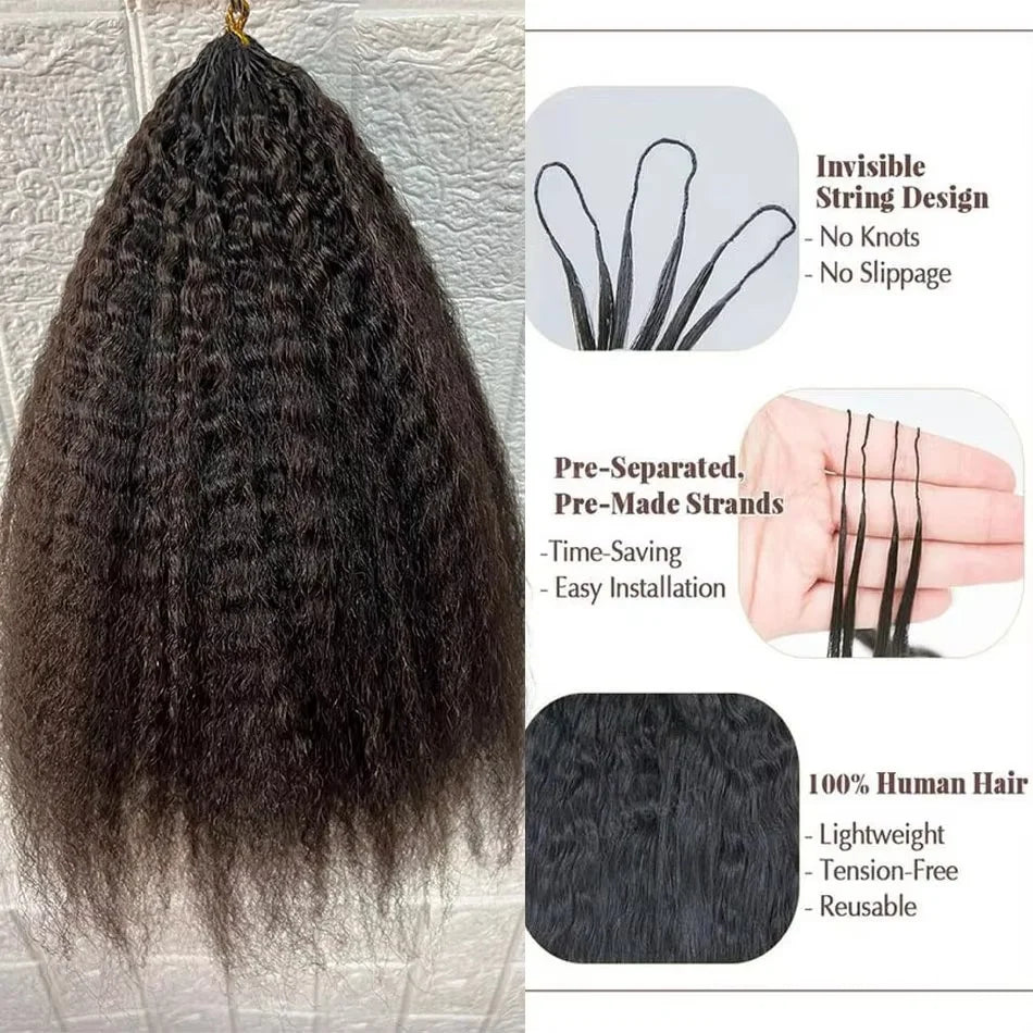Kinky Straight Crochet Human Hair Extensions Small Spirals Deep Pixie Crochet Hair Pre Separated Knotless Miracle Knot Braids