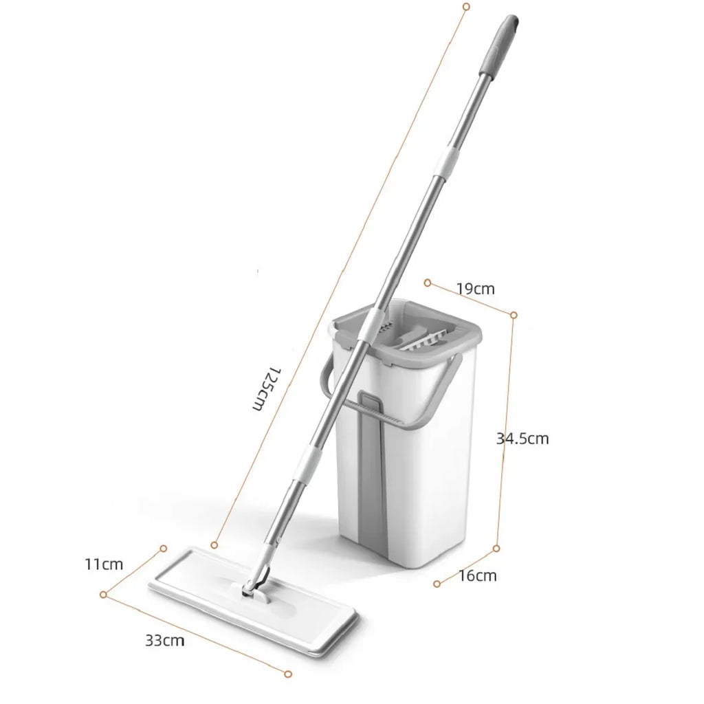 Mop with Bucket Set Wet Dry Magic Cleaning Tool for Home Floors Kitchen Bathroom Hardwood Laminate Tiles Easy Rinse Self-Wring