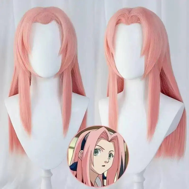 Sakura Cosplay Wig HOKAGE NINJA Anime Coser Synthetic Wig Cute Girl Heat Resistant Fiber High Quality Wig Halloween Party Use