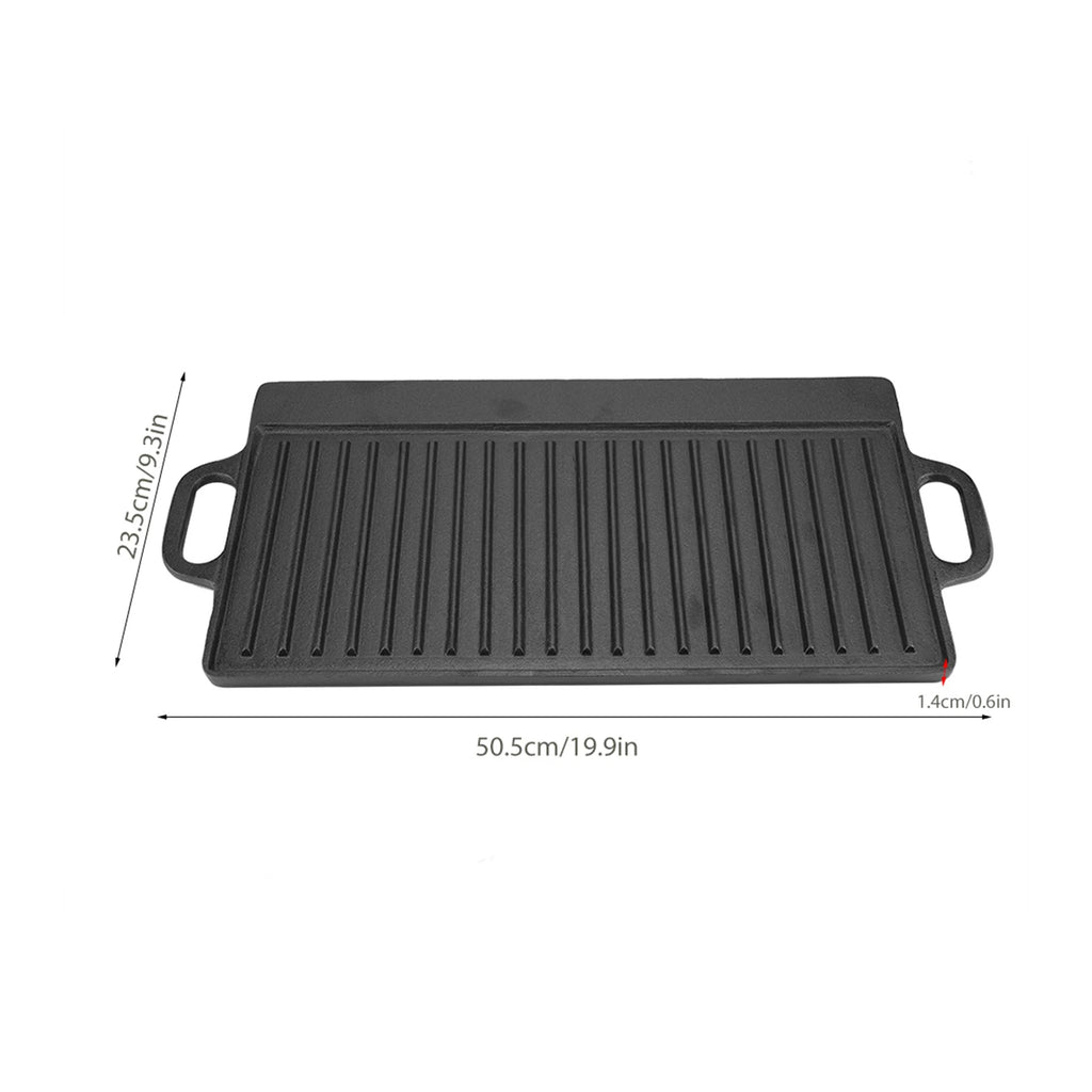 Griddle Pan Non-Stick Cast Iron Grill Griddle Pan Ridged and Flat Double Sided Baking Cooking Tray Bakeware Grill Pan