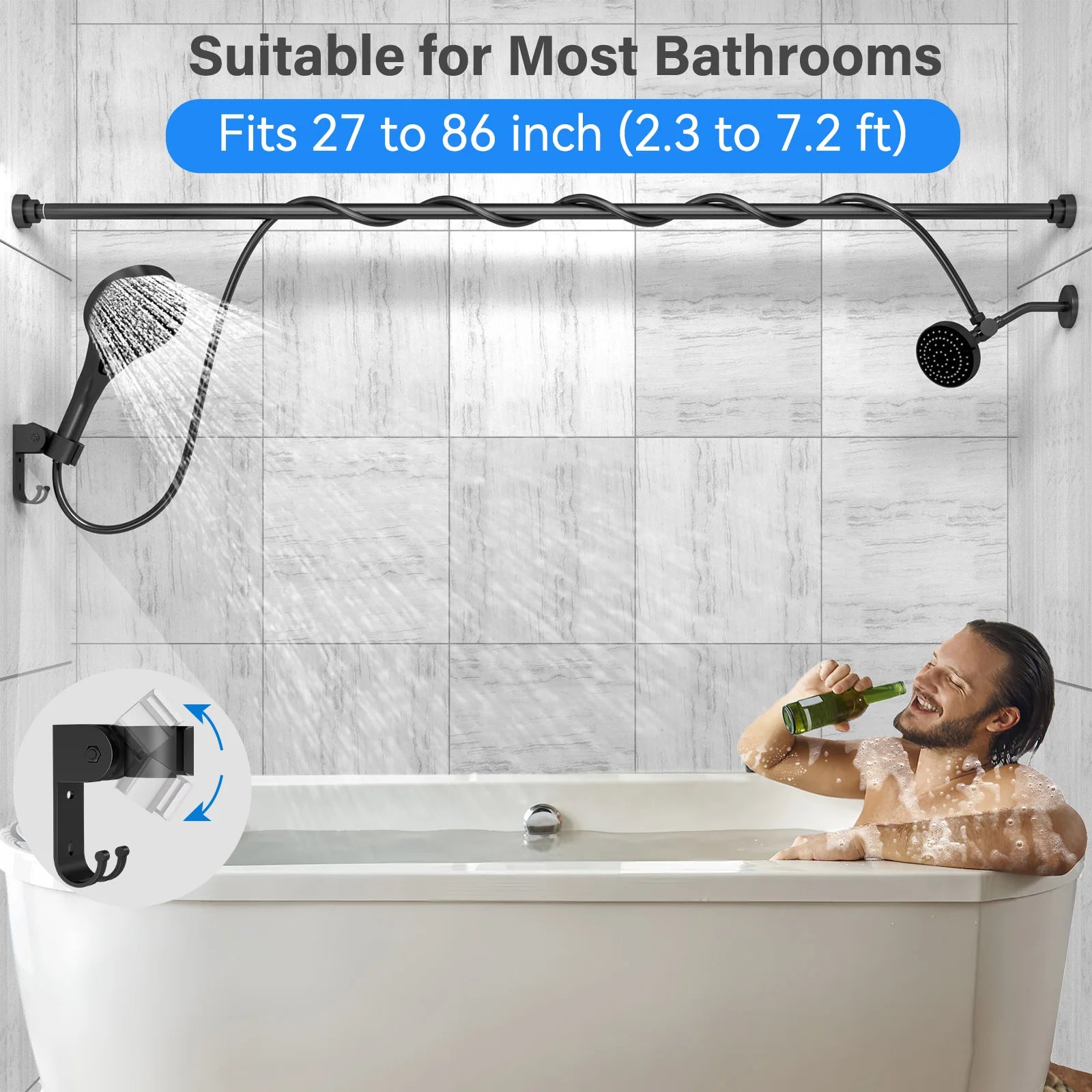 Tandem Shower Head for Couples, High Pressure Dual Shower Head, Double Shower Head for Two People, 2 Showerhead System