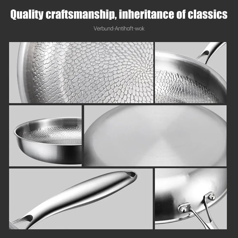 26/28/30cm Titanium Frying Pan Non-stick Frying Pan Kitchen Cookware Uncoated Hammer Pattern Steak Kitchen Pans With/NO Lid