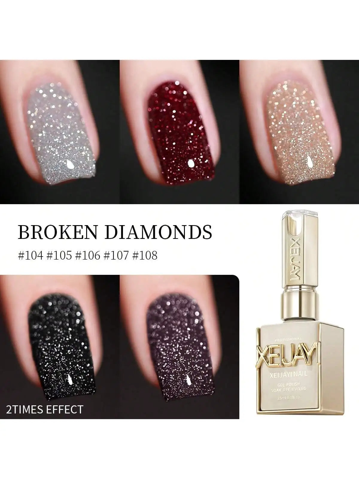 XEIJAYI 5pcs Crushed Diamonds Halloween Christmas Nails Fall Winter Gel Nail Polish Adhesive Burst Glitter Maillard Broken Diamo