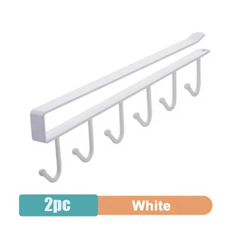 2pcs Multi-Purpose Kitchen Organizer with 6 Hooks and Cup Holder Kitchen Cabinet Sundries Organizer Storage Hanger