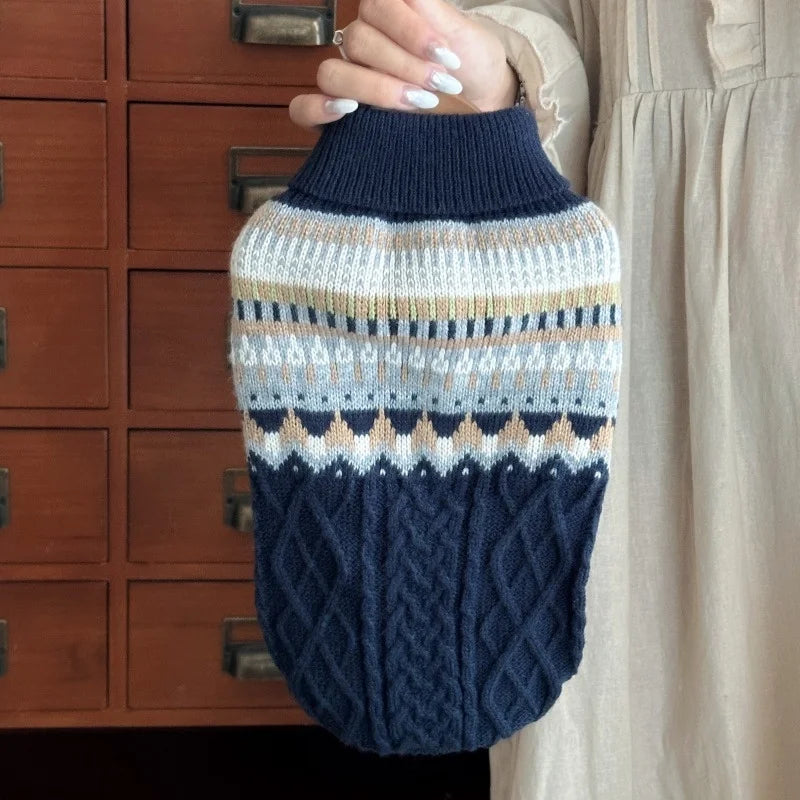 Fashion New Dog Sweater Warm Soft Dog Clothes Winter Puppy Knitted Turtleneck Retro Cat Sweater Pet Pullovers Schnauzer Outfits