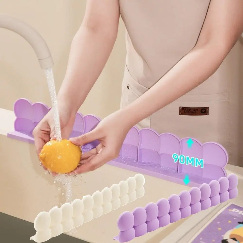 Silicone Sink Water Guard Suction Cup Heightened Sink Splash Baffle Splash-proof Stable Sink Water Retaining Strip Household