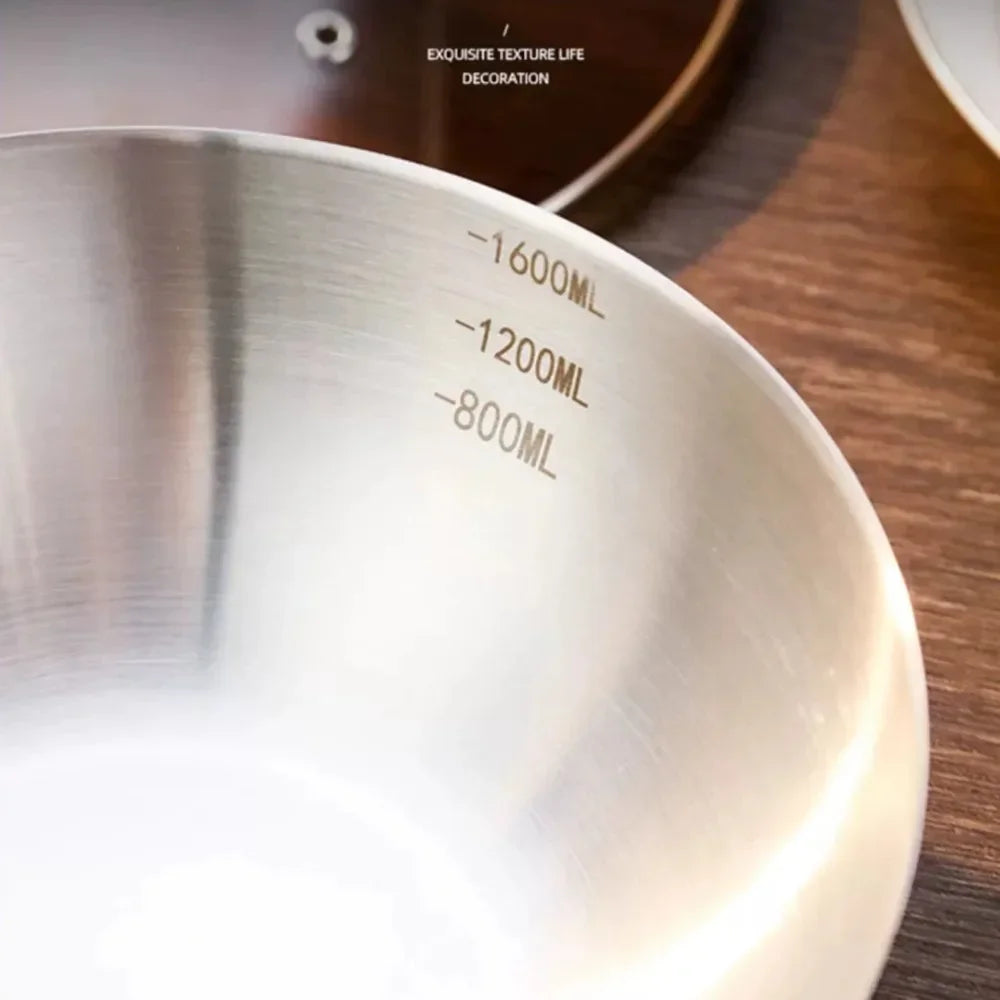 Uncoated Small Wok Frying Pan 316 Stainless Steel Home Kitchen Induction Cooker Gas Stove Special Skillet Soup Pot Non-Stick pan
