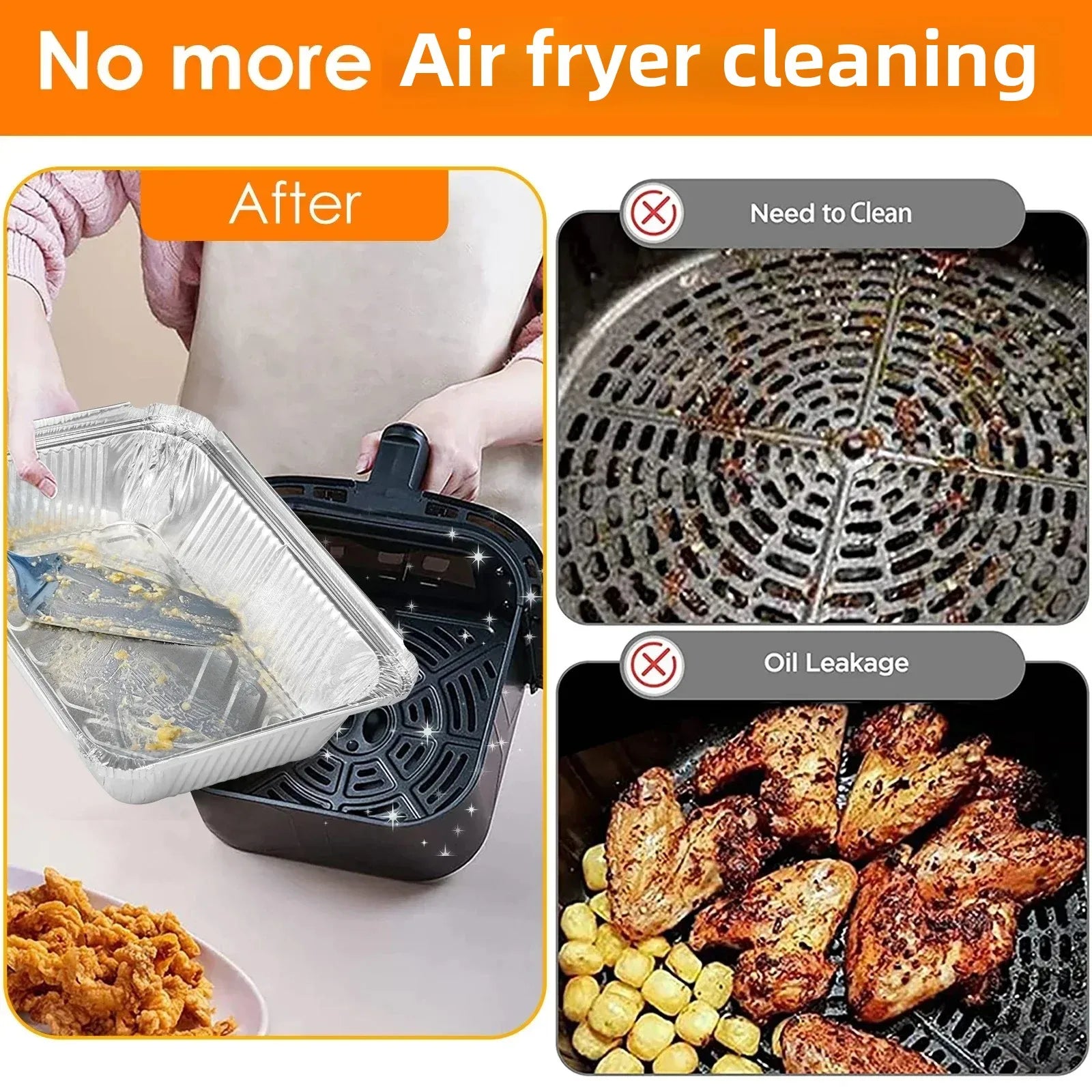50/100pcs Aluminum Foil Trays with Lids Non-Stick Baking Pans Food Grade BBQ Bowl for Air Fryer Oven Baking Cooking Kitchen Tool