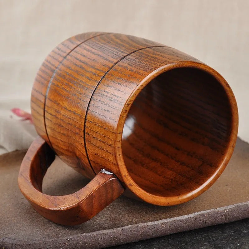 Wooden Beer Cup Jujube Sour Wood Big Capacity Beer Tea Coffee Water Cup Wooden Barrel Beer Mug Kitchen Bar Drinkware