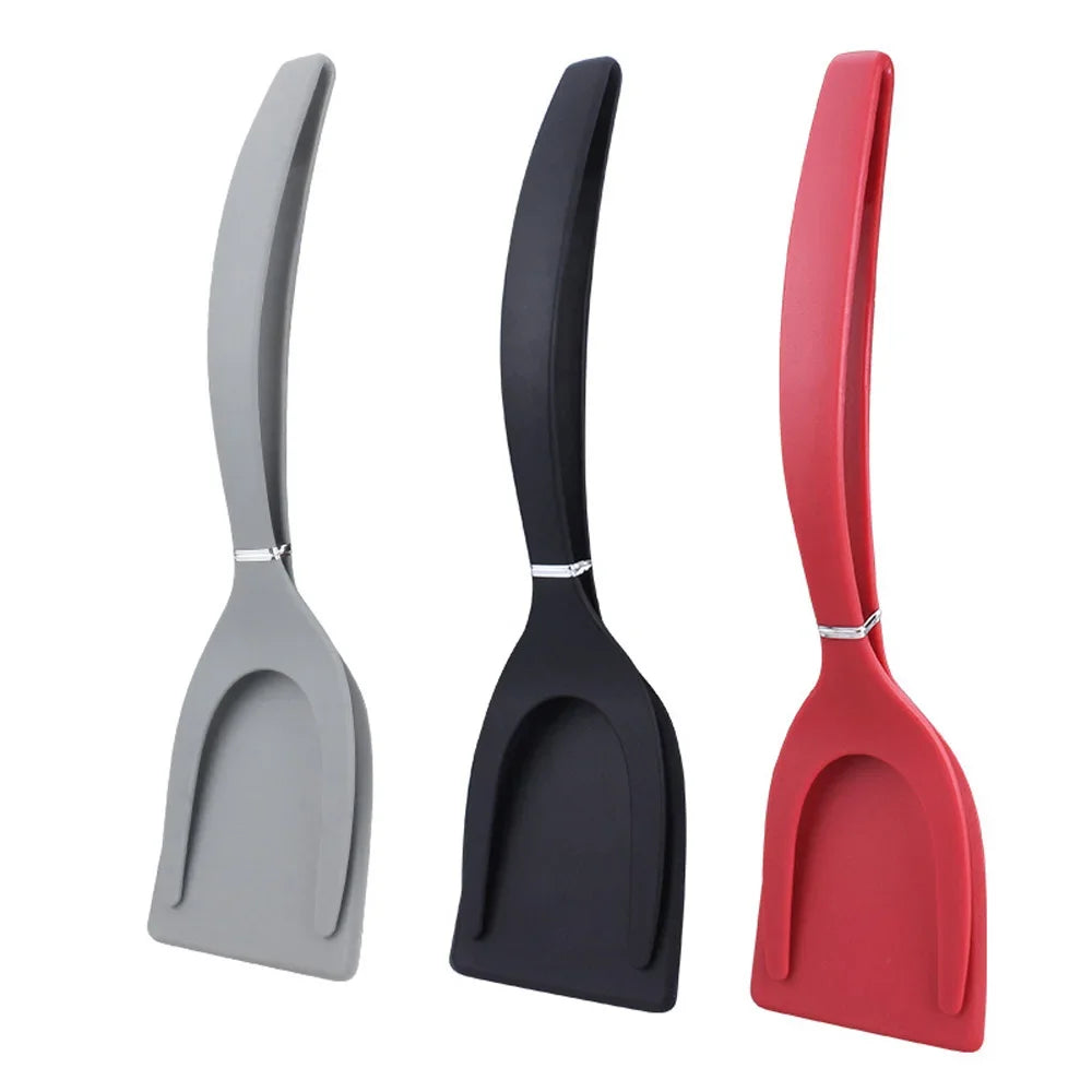 2 In 1 Fried Egg/Steak Nylon Grip Flip Tongs 1Pcs Cooking Spatula Tongs Bread Shovel Clamp Practical Kitchen Tool Accessory
