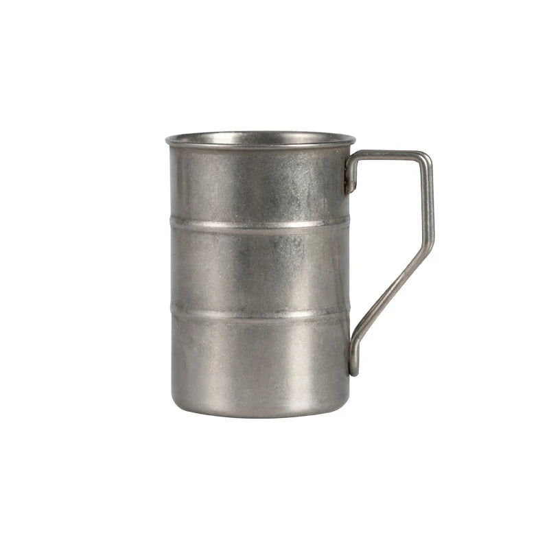 Retro Industrial Style Stainless Steel Beer Mug 304 Vintage Cold Drink Cup Outdoor Camping High Aesthetic Design