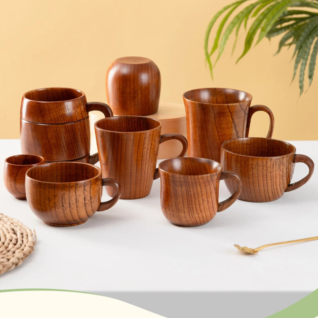 Beer Mug Wooden Coffee Mug Creative Wood Grain Mug With Handle Cup High Temperature Resistant Simple Style Light Weight