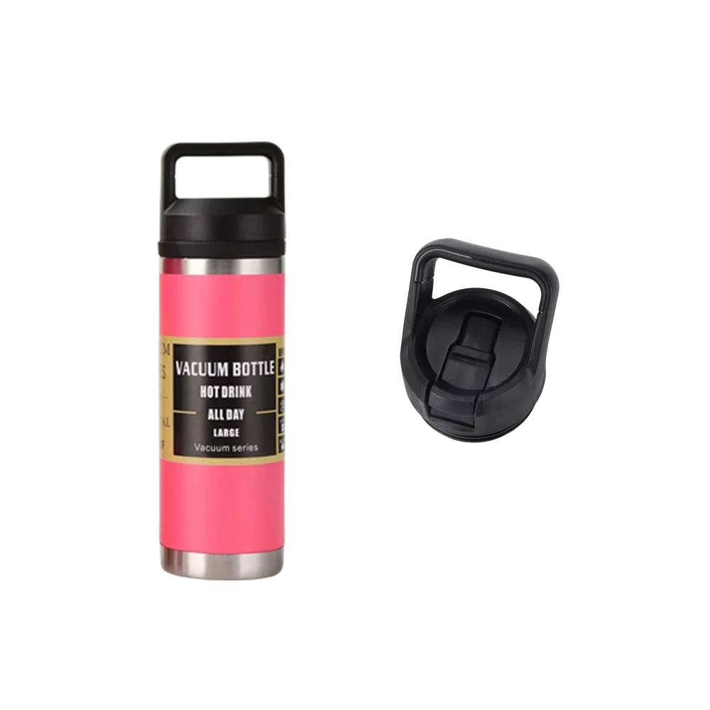 600ml, two lids for direct drinking and straw drinking, large-capacity 304 stainless steel sports thermos.